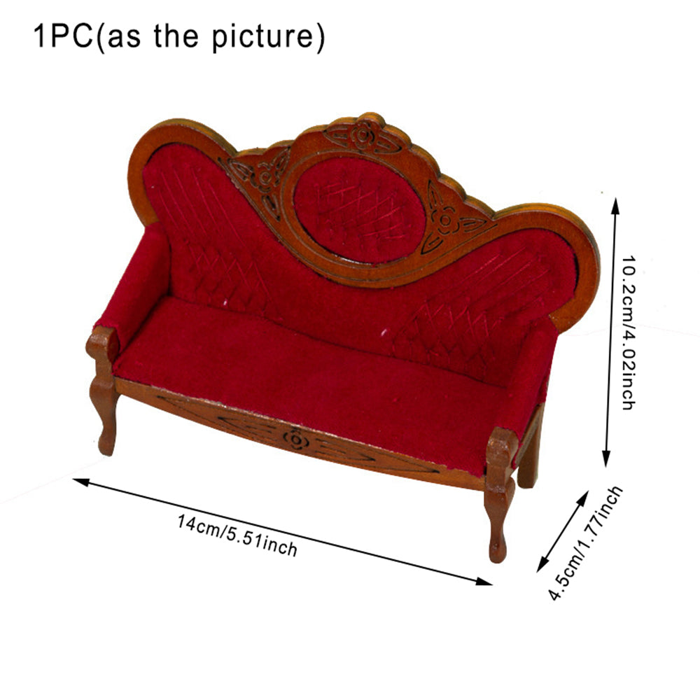 Walnut Wood Dollhouse Mini Sofa U5826
