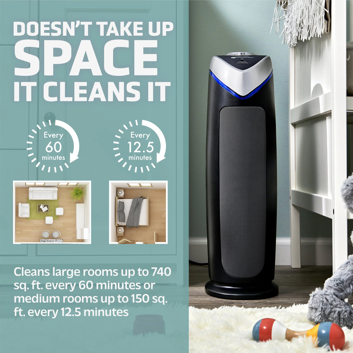 Tower Air Purifier with True HEPA Filter and UV-C Sanitizer, 2-Pack V195261