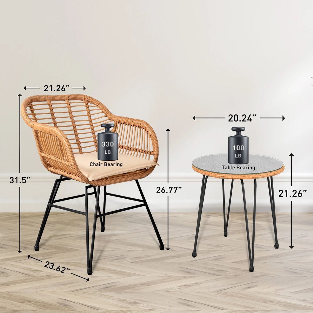 3-Piece Beige Patio Conversation Set S5941