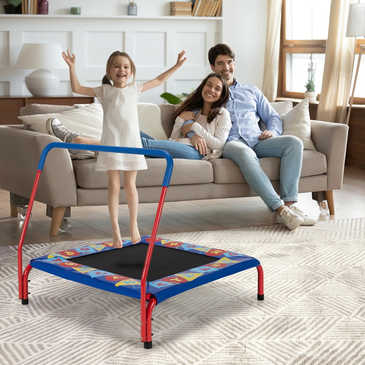 36'' Kids Square Trampoline with Foam Handrail P37783