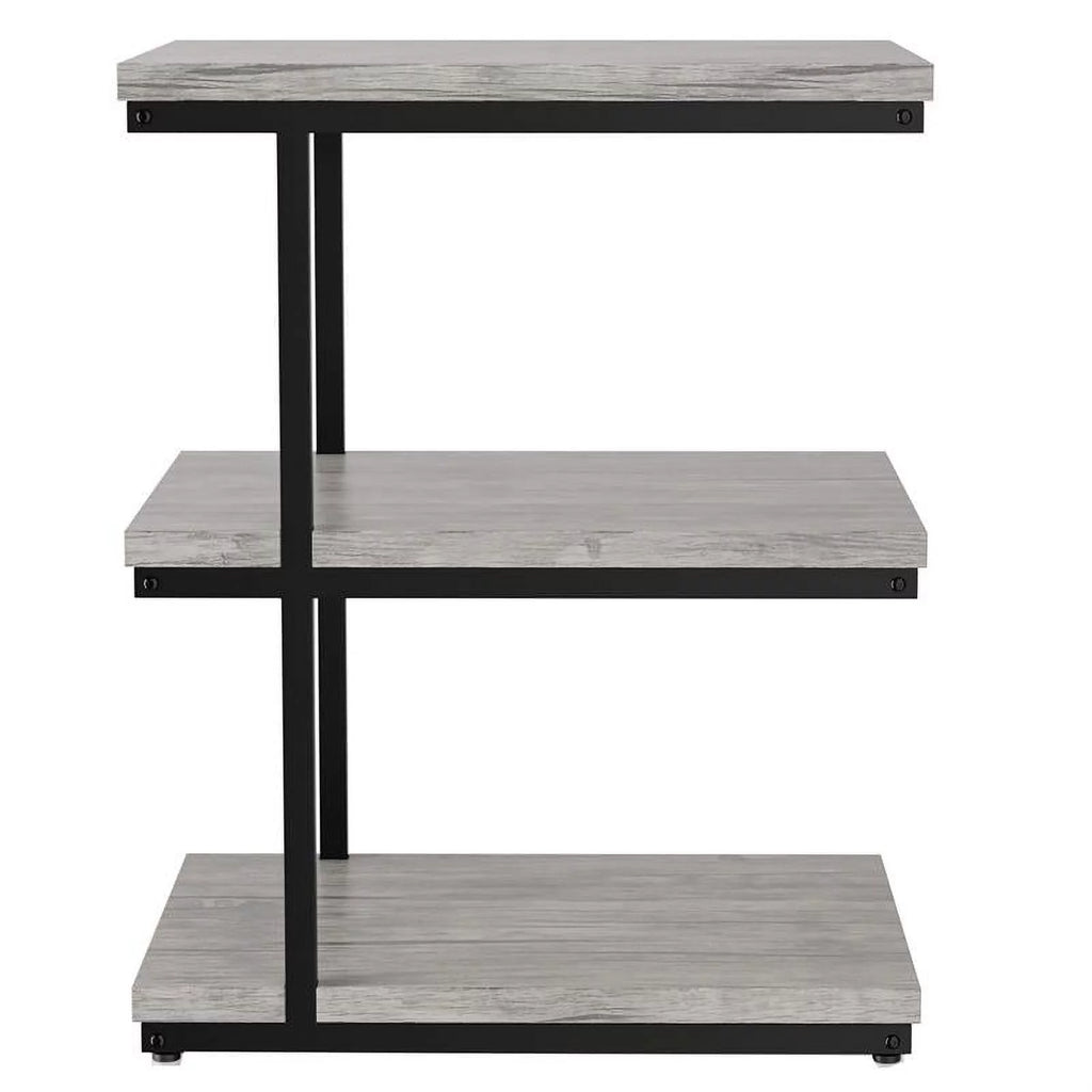 Light Gray 3-Shelf Metal Side Table Set of 2 E2812