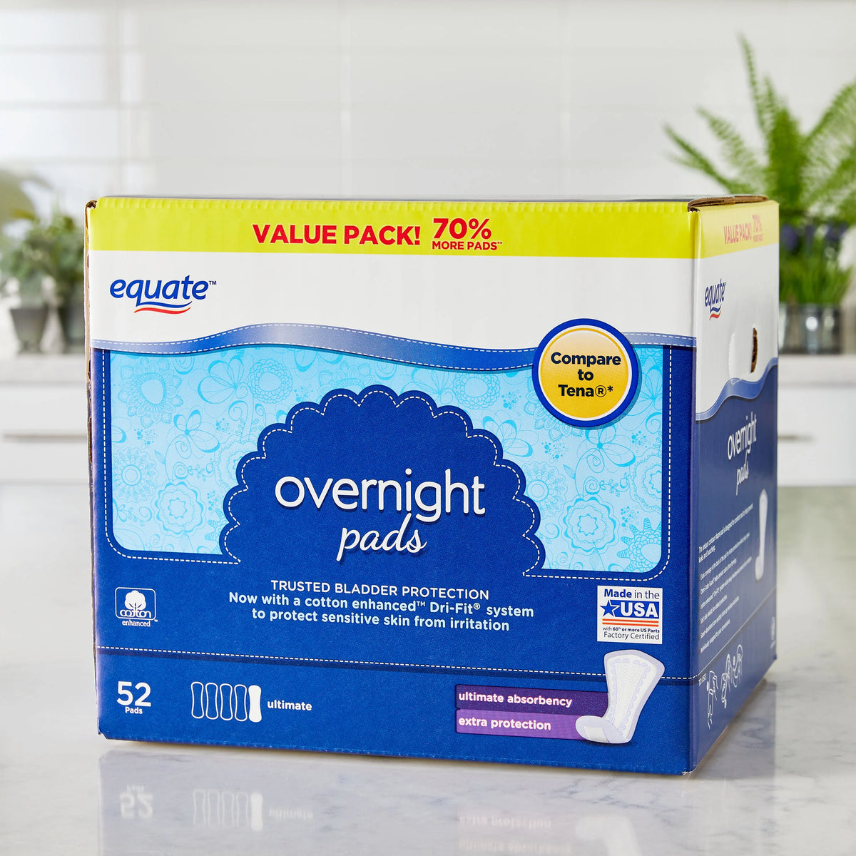 Incontinence Pads, Ultimate Absorbency, Extra Coverage (120 Count) Q75547