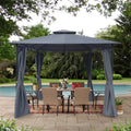 Gray Gazebo Canopy With Curtains Q7797