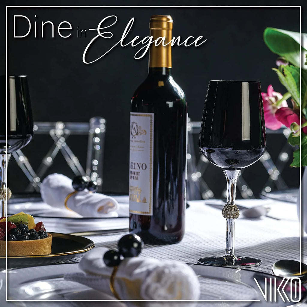 Black Silver Wine Glasses Set Of Twelve K787