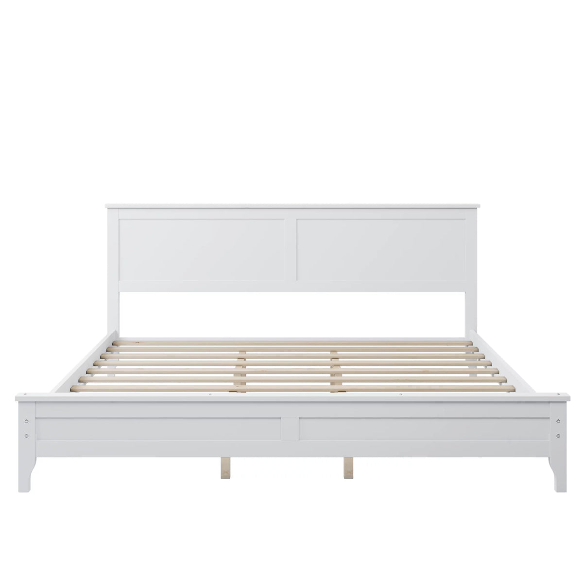White Solid Wood King Platform Bed K77255