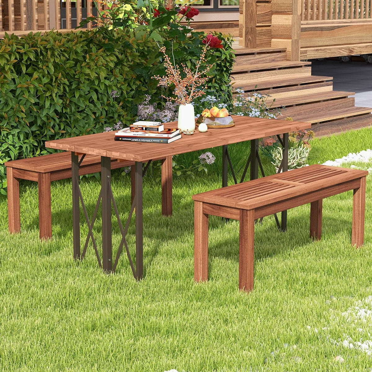 Weather Resistant Solid Wood 2 Seater Outdoor Bench D160374
