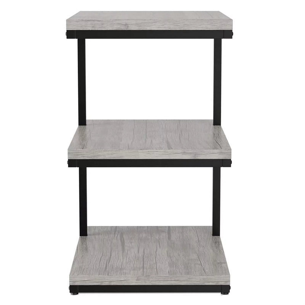 Light Gray 3-Shelf Metal Side Table Set of 2 E2812