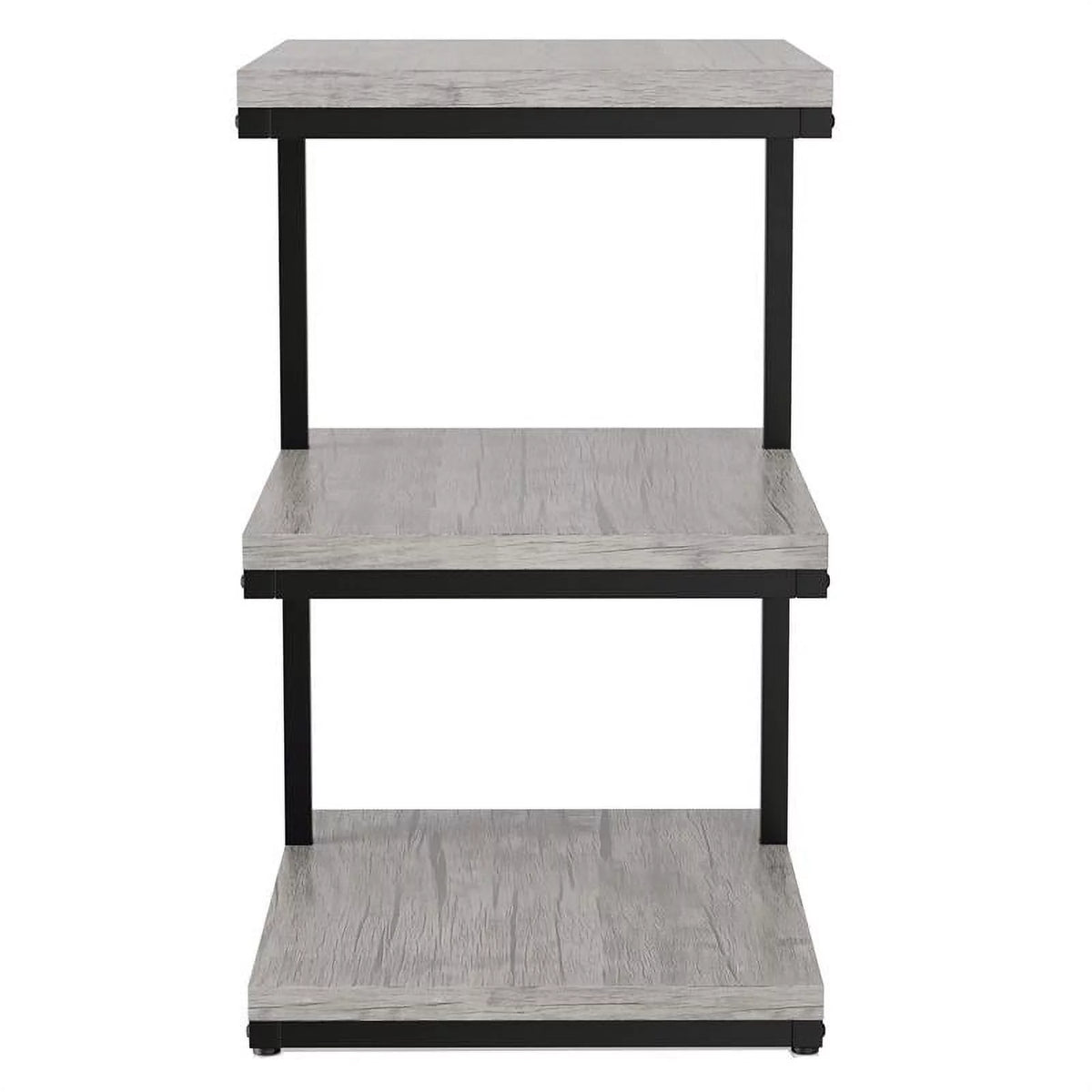 Light Gray 3-Shelf Metal Side Table Set of 2 E2812