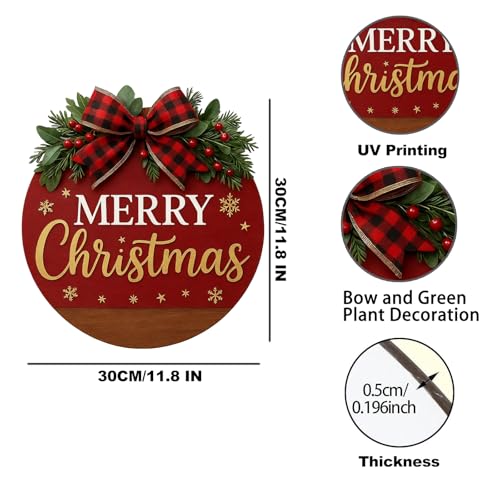 Christmas Wreath Hanging Sign with Bow Q4927