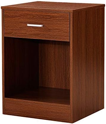 Red Oak & White Nightstand with Drawer Cabinet M3881