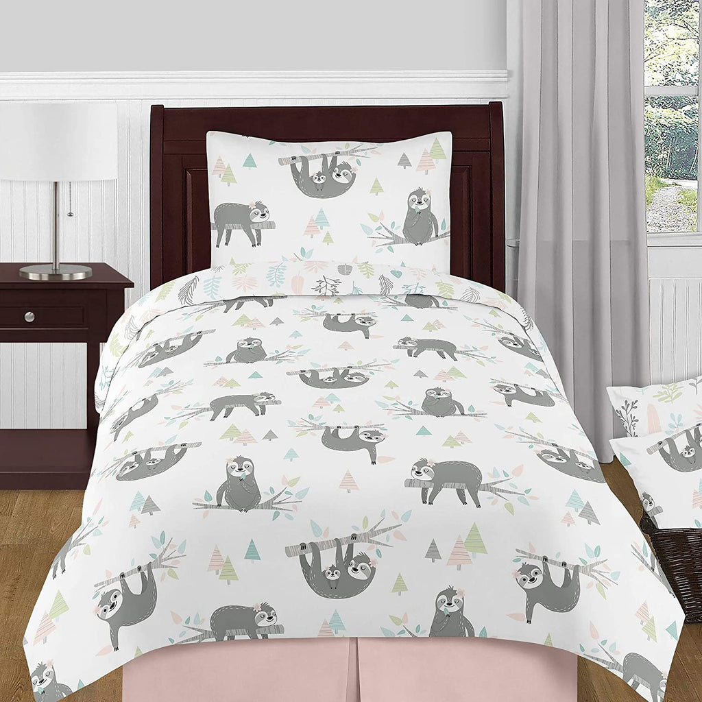 Pink and Grey Jungle Sloth Leaf Baby Kid Clothes Laundry Hamper T4257