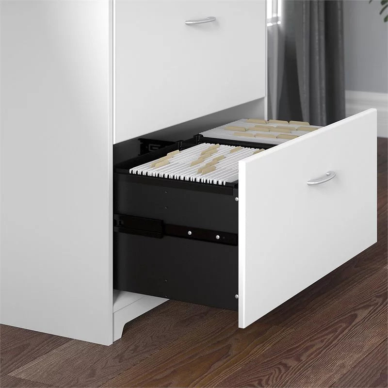 White 2 Drawer Wood Filing Cabinet Set of 2 Q96042