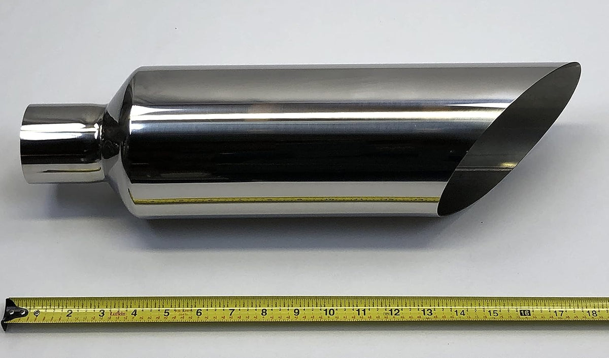 Polished Stainless Slant Exhaust Tip 6.00" X 18.00" Long 2.50" Inlet H640