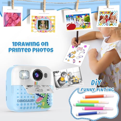 Blue 1080P Instant Print Kids Camera Toy B3452