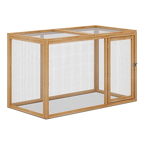 Wood Chicken Cage Rabbit Hutch with Openable Roof and Side Door, 45 x 24 x 28 inch P519