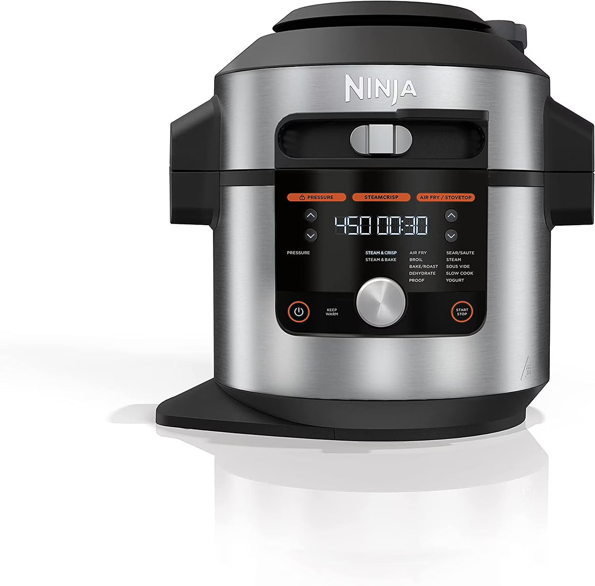 Open Box 8 Qt Pressure Cooker Steam Fryer with SmartLid Silver T22067