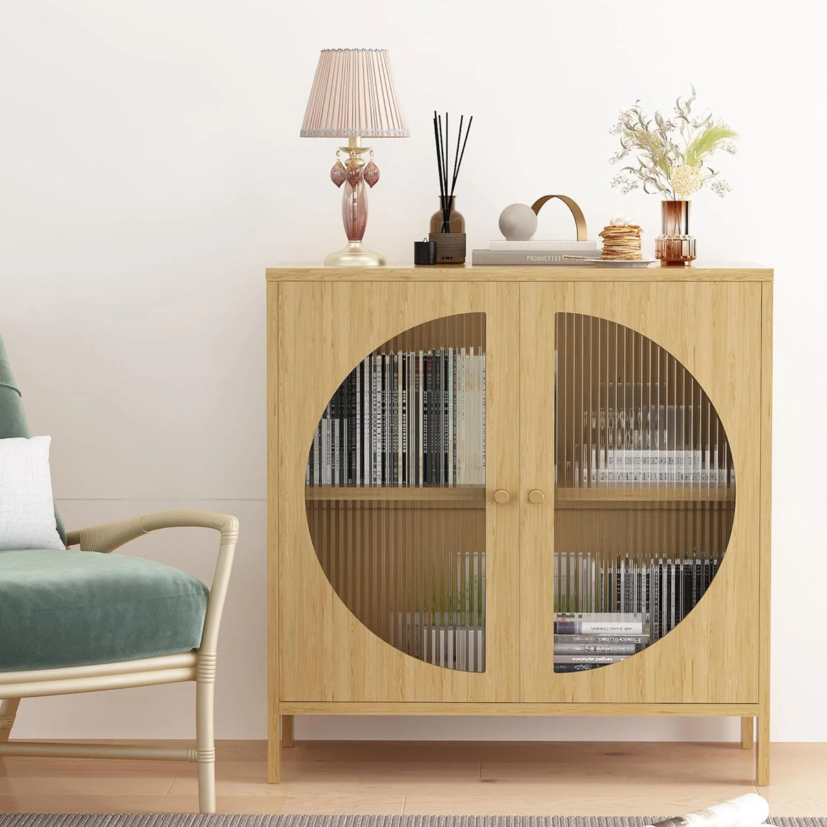 Buffet Cabinet with Storage and Glass Doors O302087