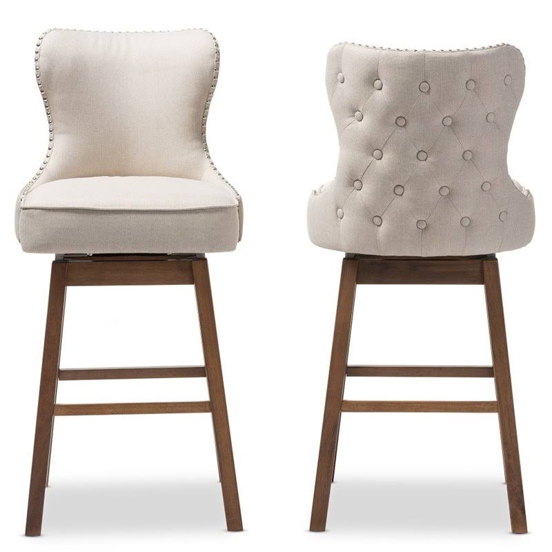 Swivel Barstool in Light Beige (Set of 2) Z16566