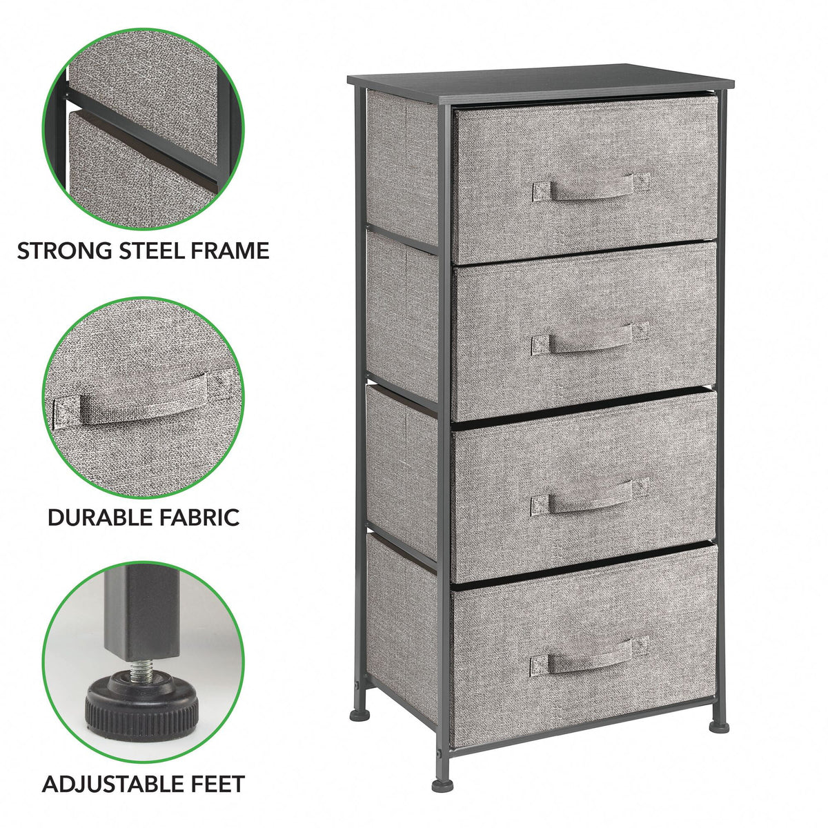 Tall Dresser Storage Tower with 4 Fabric Drawers G94088